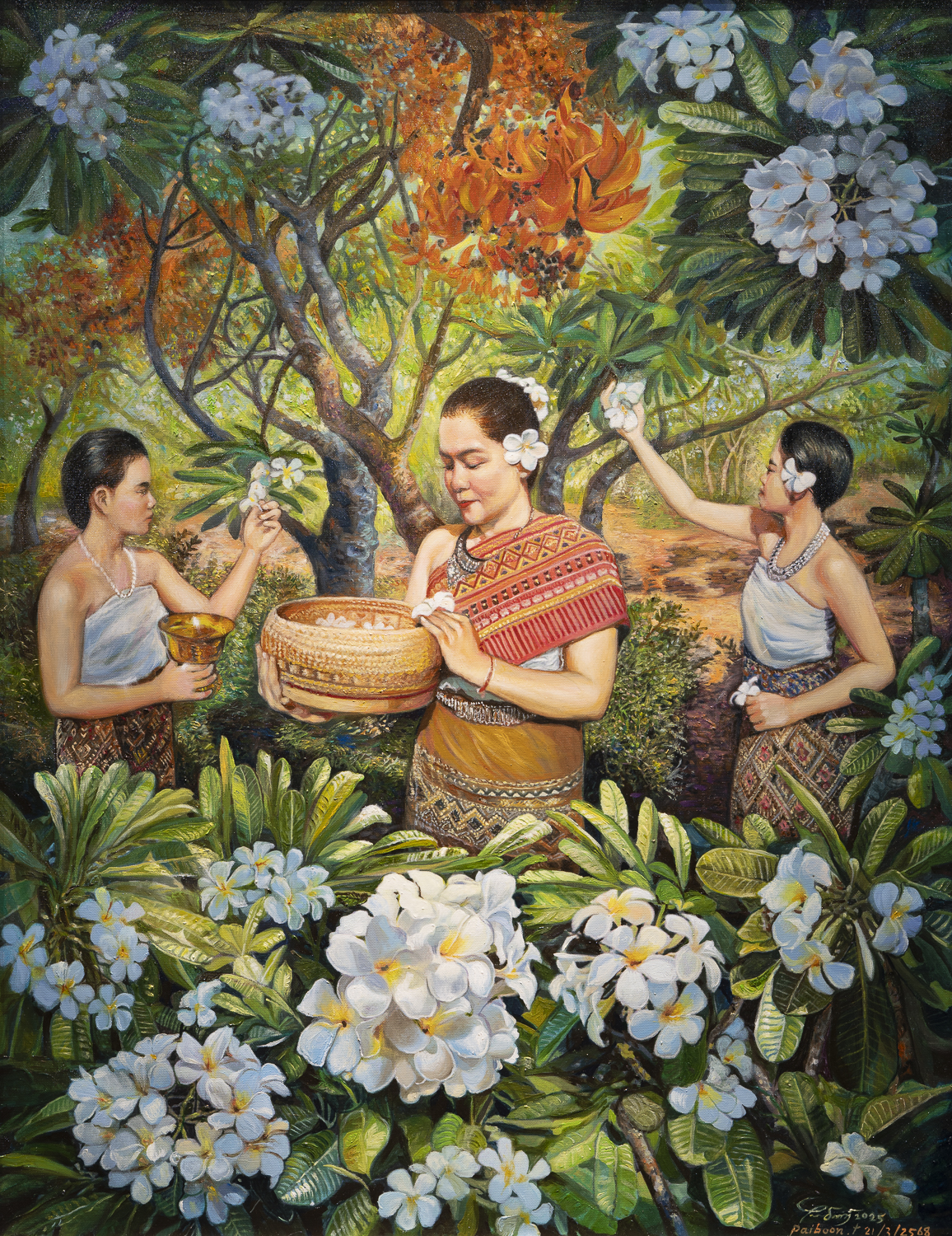 ชื่อผลงาน ศรีเวียงตาล ตำนานเมืองอุดรธานี ศิลปิน ไพบูลย์ ธรรมเรืองฤทธิ์ ขนาด 69×90 ซม. ,สีอะคริลิค สีน้ำมัน ราคา 57,000 บาท